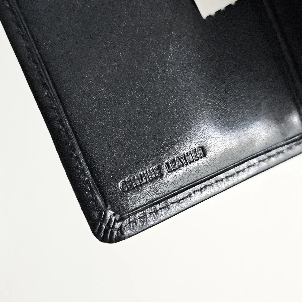 Vintage Pierre Cardin Black Genuine Leather Trifold Wallet NWT